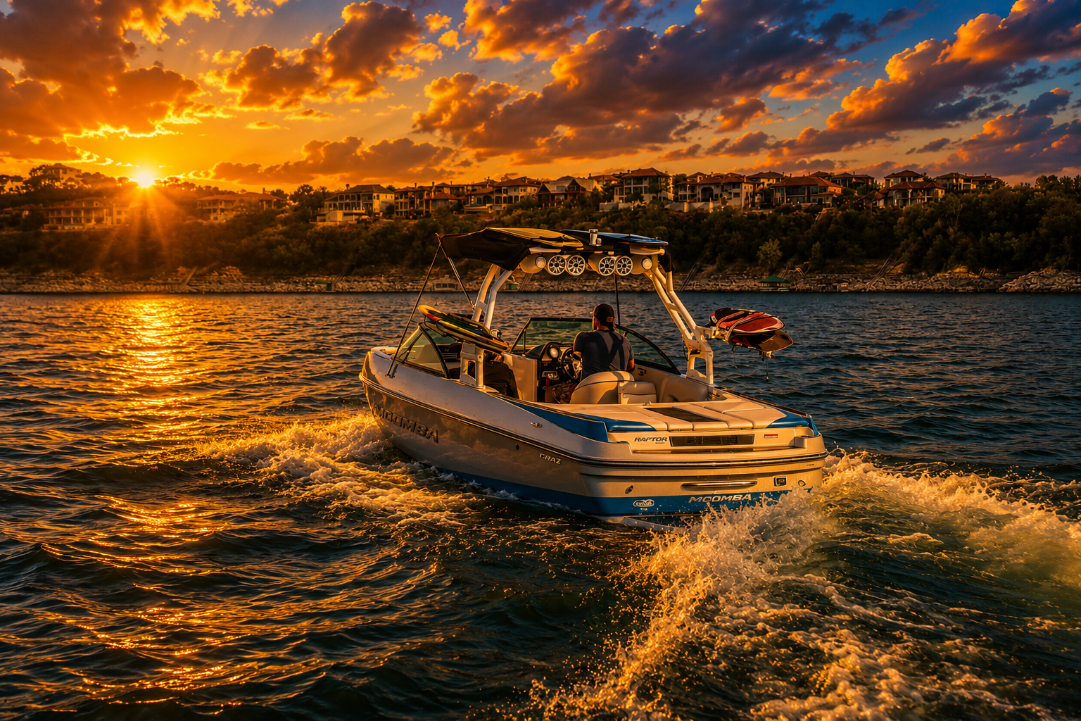 Warm sunset over the marina